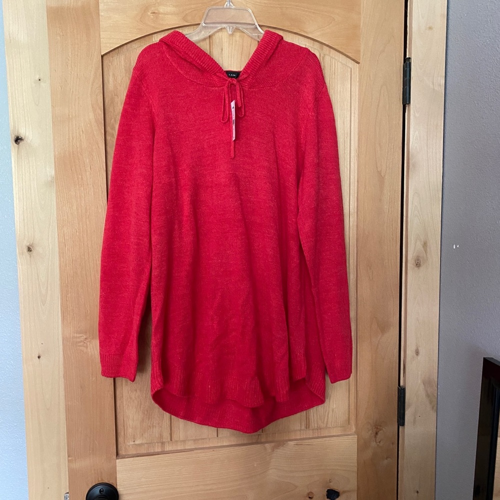 Lane Bryant red hooded sweater size 10/12 new with tags